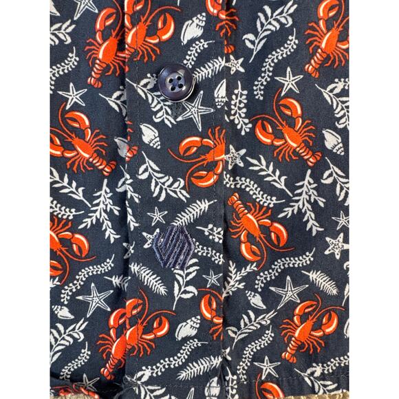 Johnston & Murphy Shirt Mens Medium Novelty Crawfish Short Sleeve Button Down - Picture 7 of 9